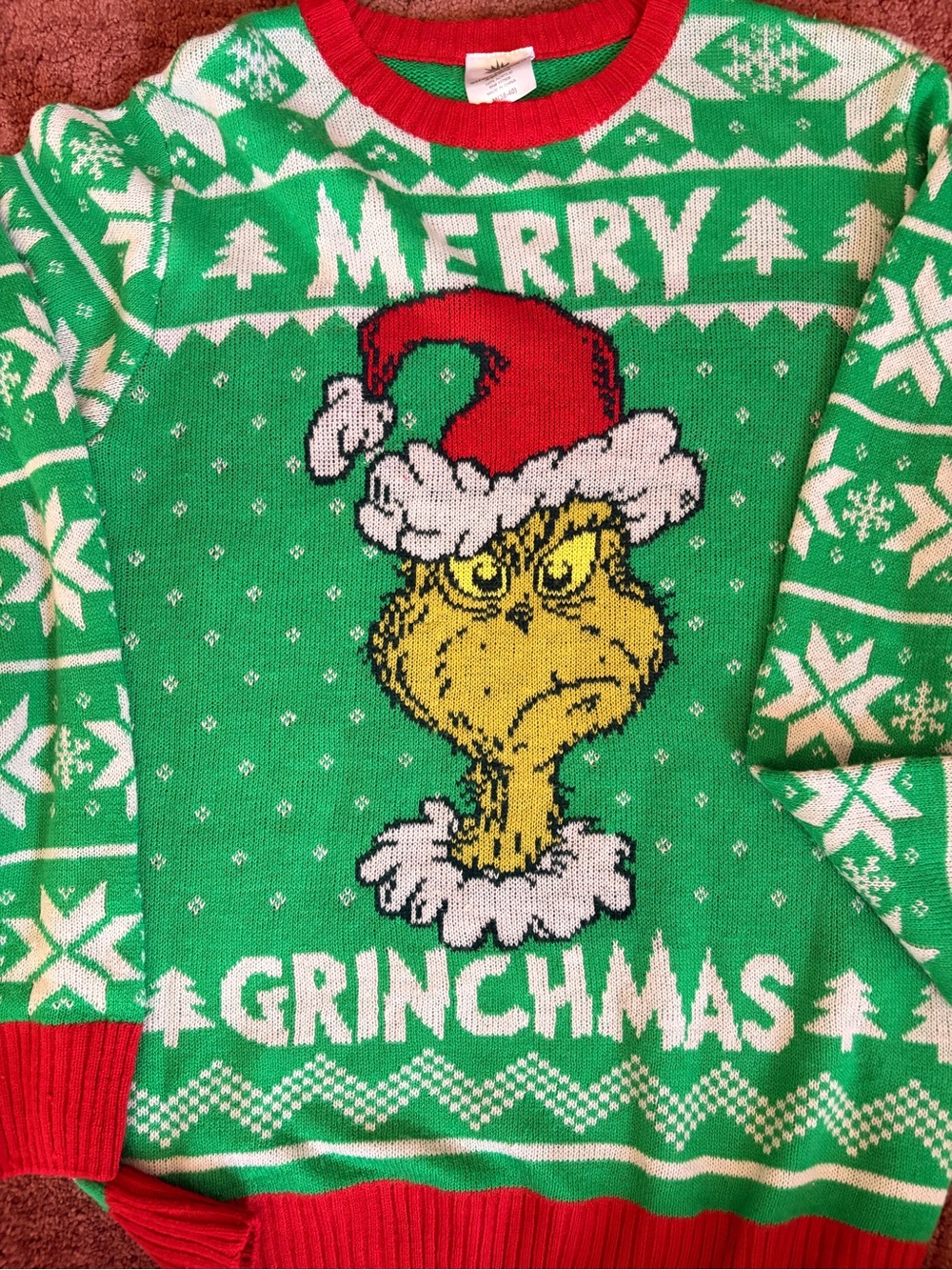 Dr. Seuss Green and Red Grinch Holiday Crewneck Sweater